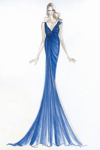 Robe de soirée bleue sirène de Donna Karan pour Kate Middleton