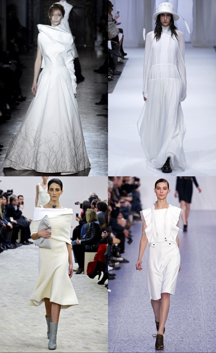Robes blanches pour automne 2013 d'Ann Demeulemeester, Gareth Pugh, Chloé et Céline