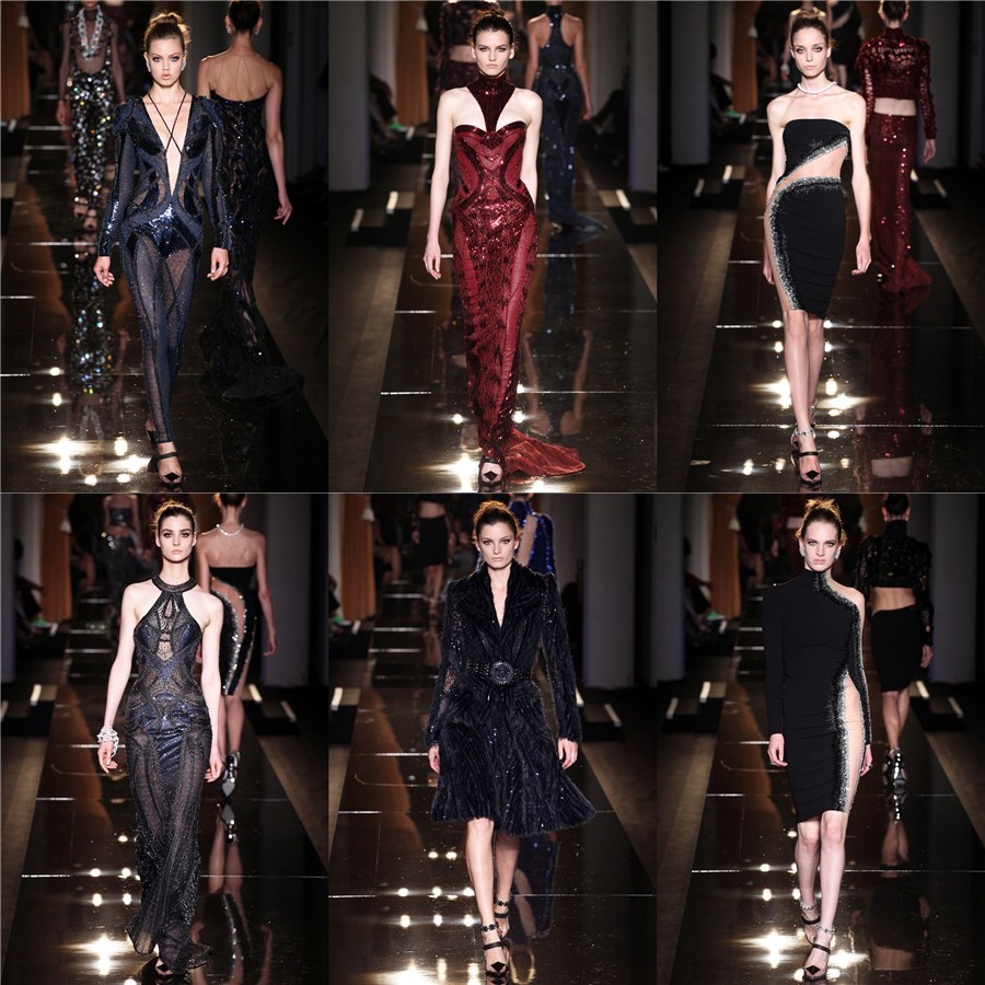 Les robes de soirée et combinaison de Versace dans le fashion week de haute couture automne-hivers 2013 à Paris