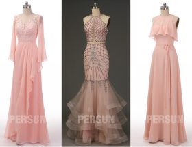 robe de soirée longue rose