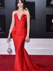 Grammy awards 2018 en une robe de soirée rouge longue fourreau