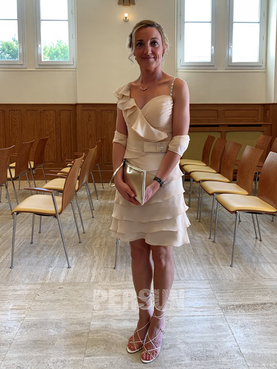 avis Robe de cocktail champagne à volants pour mariage