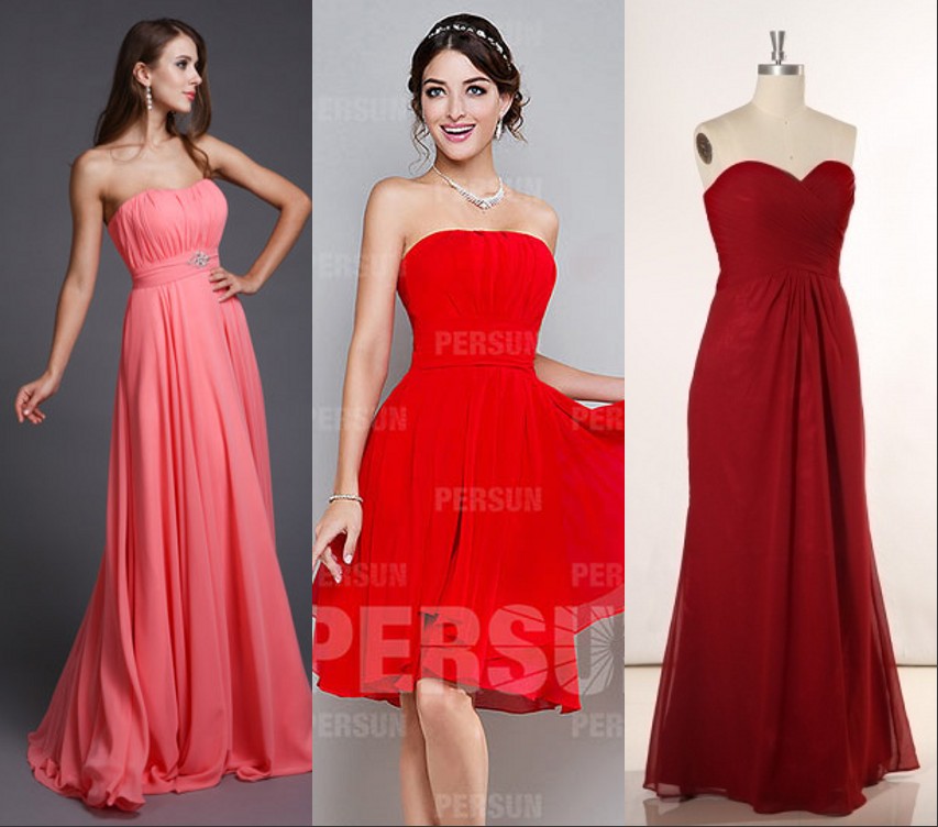 robe de soirée rouge de 3 types 