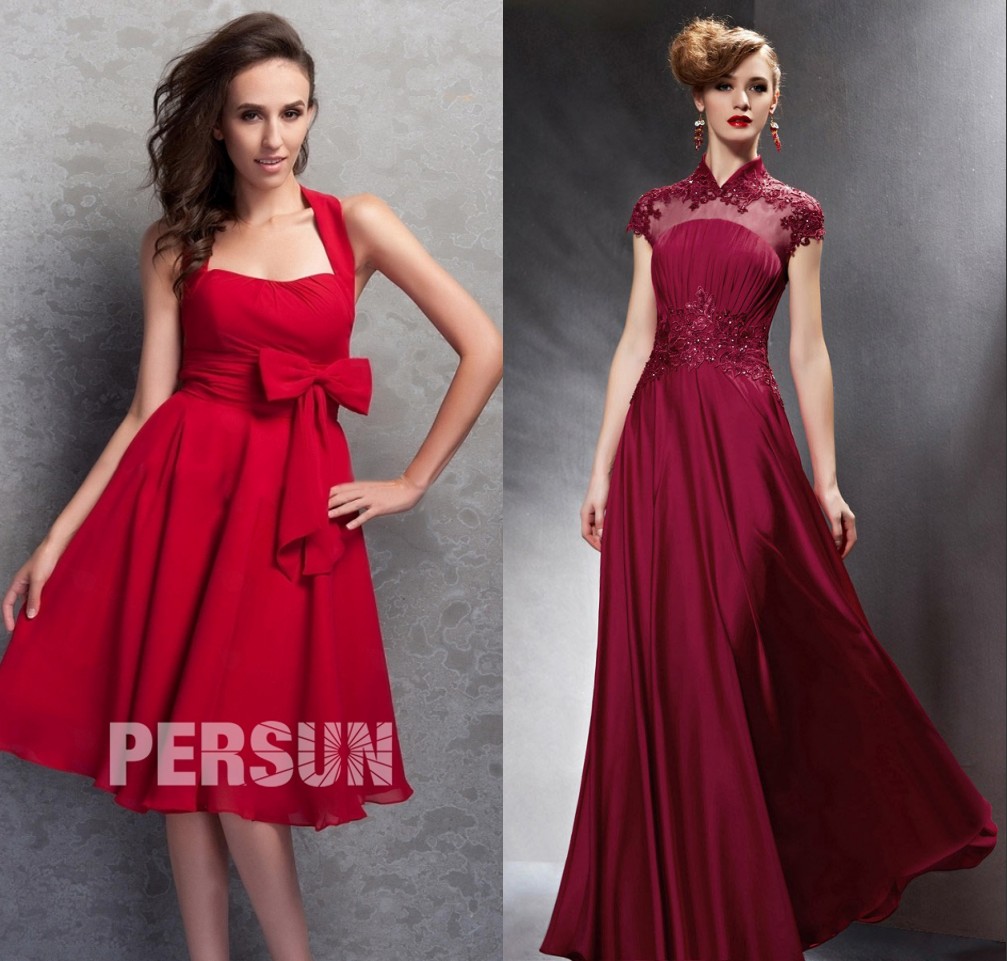 robe de soirée rouge longue et courte 