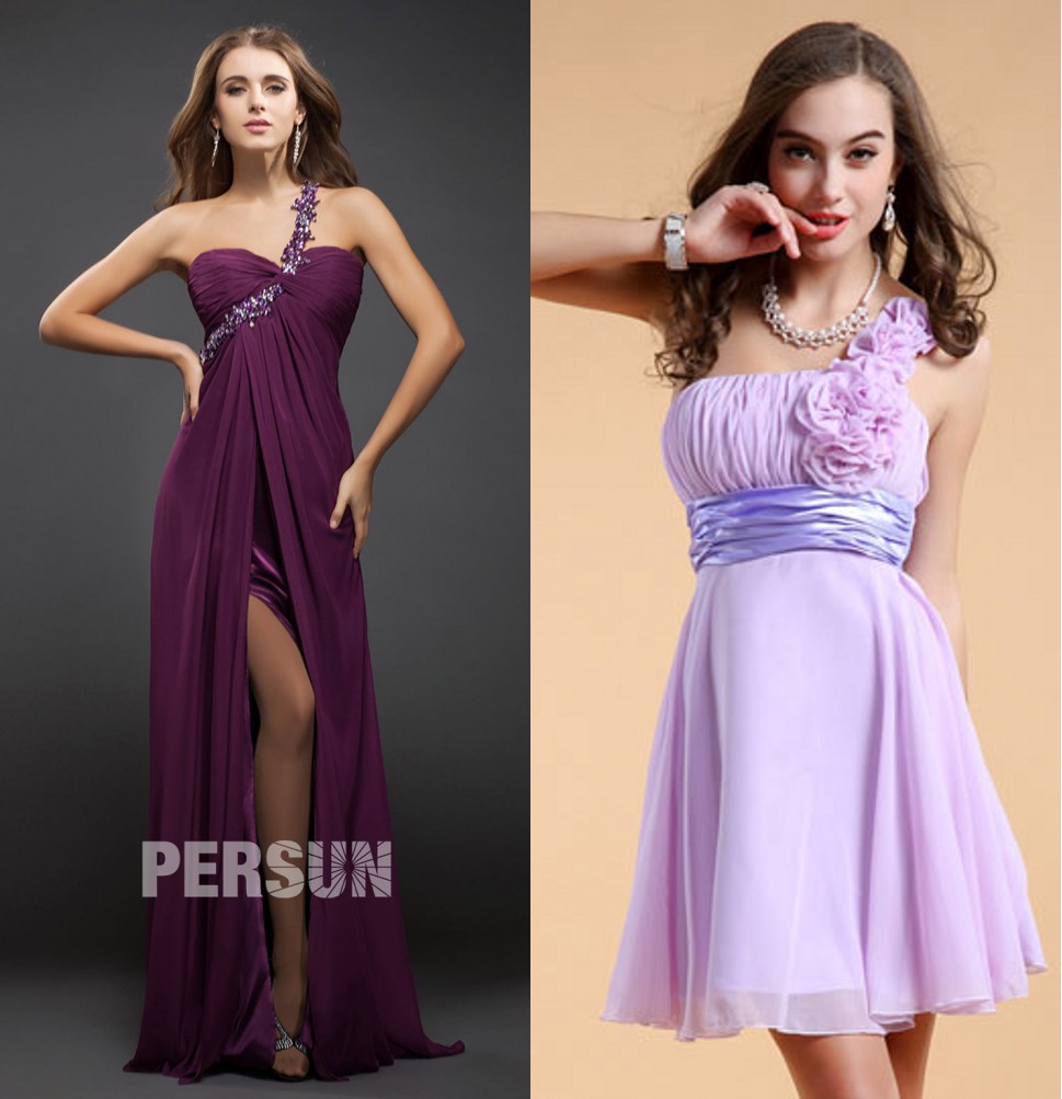 robe chic de soirée violette bustier cœur 