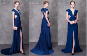 robe de soirée bleu longue fendue 2019