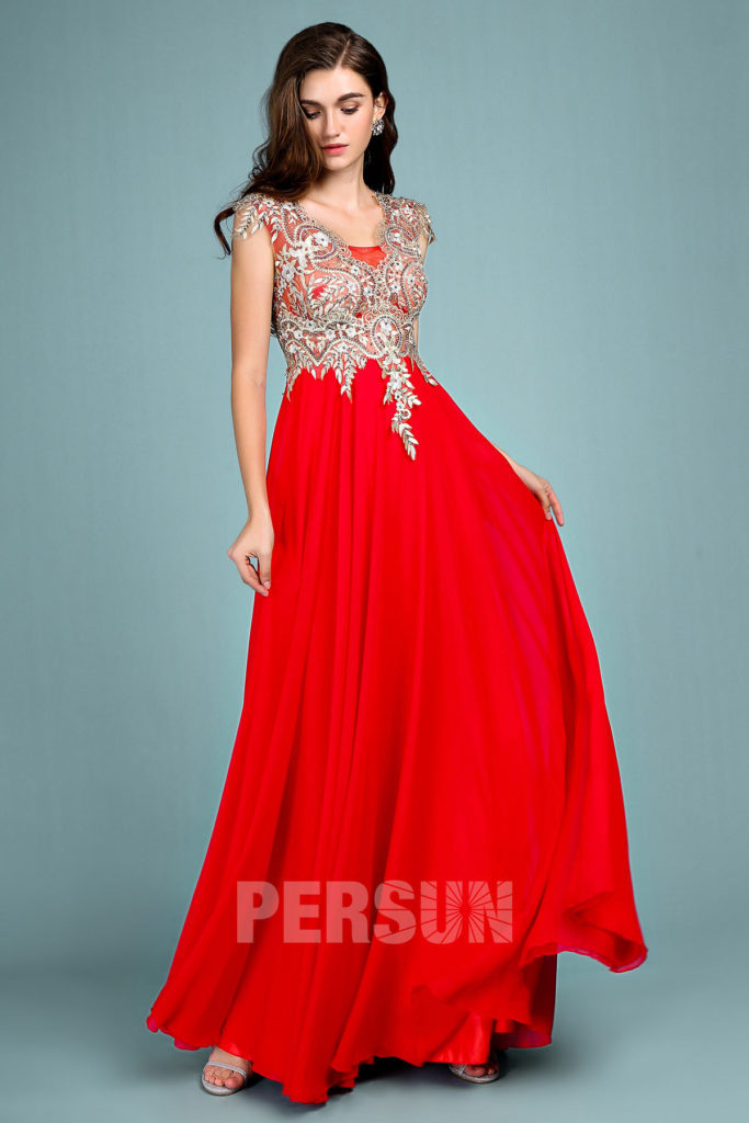 robe soiree rouge et or