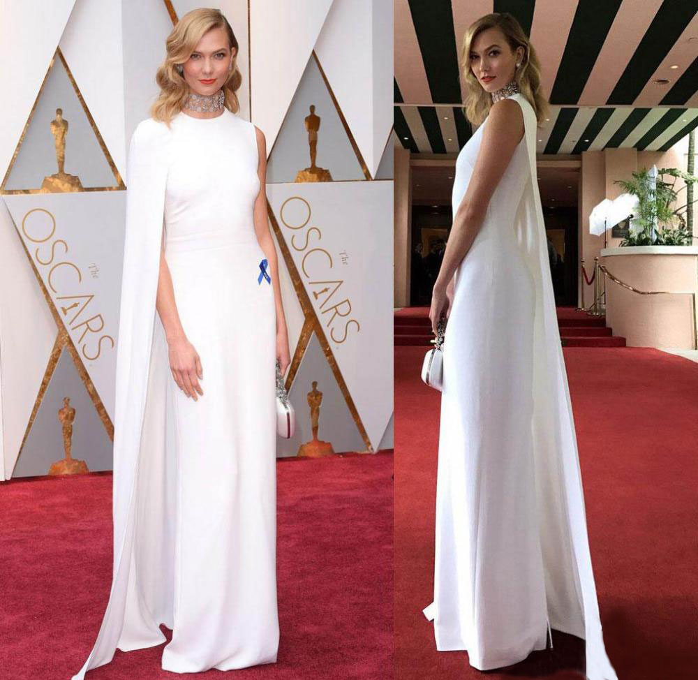 robe de soirée à cape blanc de célébrité oscar tapis rouge