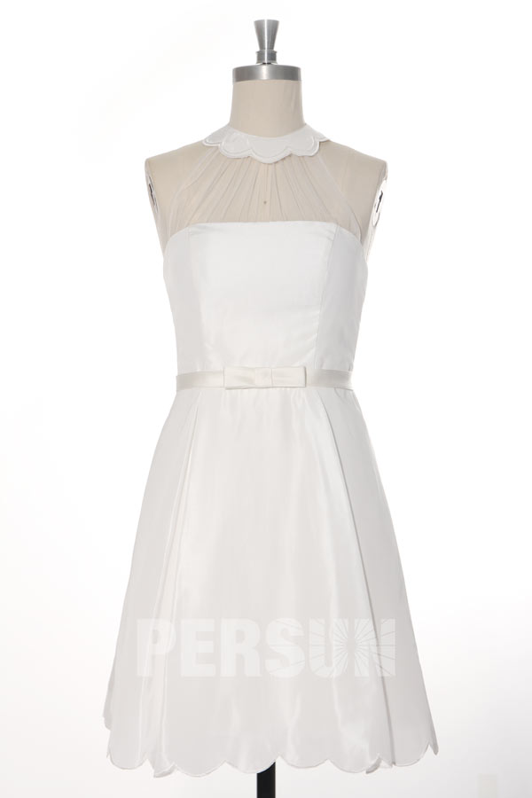 robe de soirée blanche col halter feston