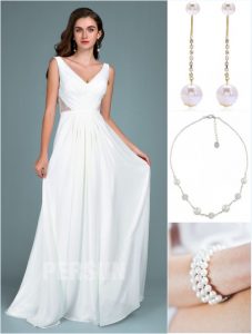 robe de soirée blanche 2019 et bijoux
