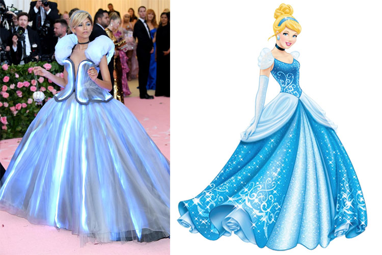 Zendaya en une robe de soirée princesse bleu au Met gala 2019