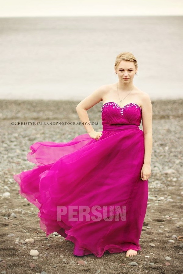 robe de soirée fuchsia princesse b ustier coeur