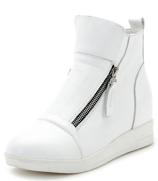 botte basket blanc femme à double zip