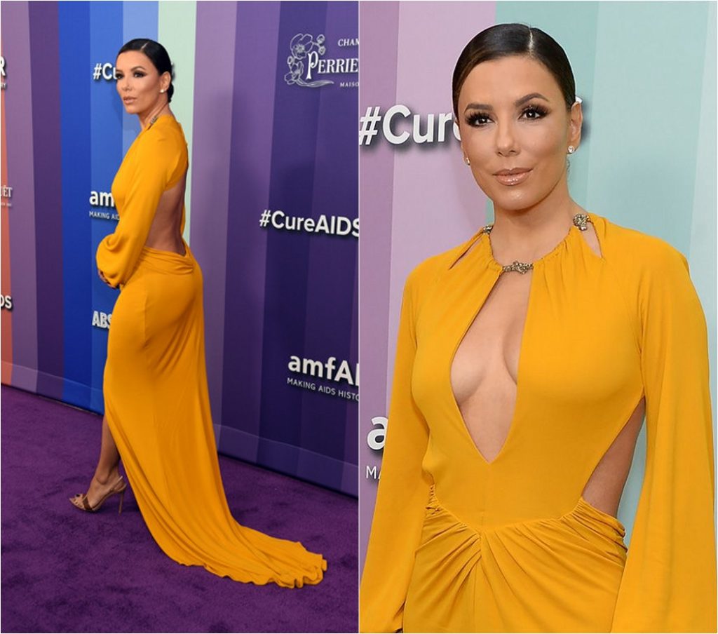 Eva Longoria en robe de soirée sexy jaune