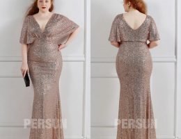 Robe de cocktail fourreau col en V en sequins scintillante